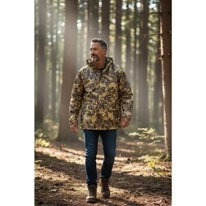 Vintage Stearns Men's Small Camouflage Rain Coat Gorpcore Outdoor Hunting Active